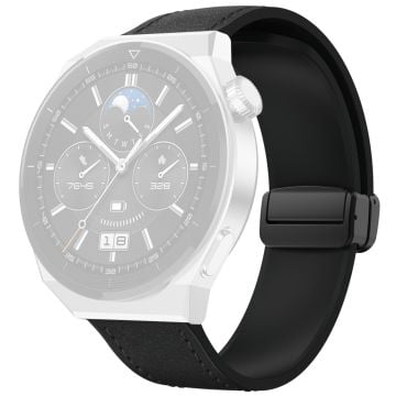 Huawei Watch 4 / 4 Pro / GT 4 46mm klockarmband 22mm magnetiskt läderbelagt silikonarmband - Svart