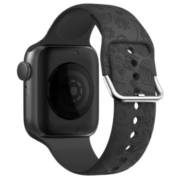 Mönsterpräntat armband Apple Watch Series 41mm - 40mm - 38mm Silikonarmband - Svart