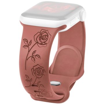 Apple Watch Series 41 mm - 40 mm - 38 mm graverat klockarmband i rosé Silikonarmband - Hagtorn Röd