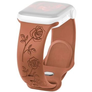 Apple Watch Series 41 mm - 40 mm - 38 mm graverat klockarmband i rosé Silikonarmband - Brun