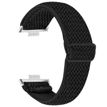 Huawei Watch Fit 3 Justerbart klockarmband i nylon Vågformad design Elastiskt armband - Svart