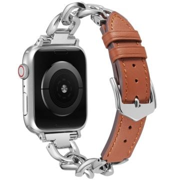 Klockarmband för Apple Watch Series 41mm - 40mm - 38mm Zinklegering+Kowhide armband - Brun