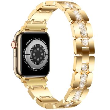 Apple Watch Series 41mm - 40mm - 38mm Snyggt klockarmband med strassdekor i zinklegering - Guld