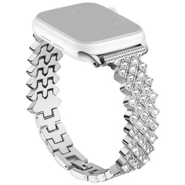 Apple Watch Series 41mm - 40mm - 38mm Klockarmband Rhinestone Decor Zinc Alloy Band - Silver