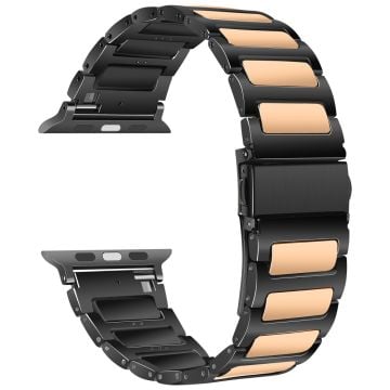 Apple Watch Series 41mm - 40mm - 38mm Sportklockarmband Zinklegeringsarmband - Svart + Roséguld