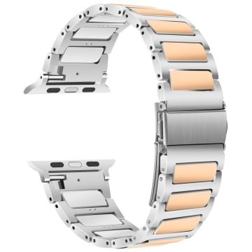 Apple Watch Series 41mm - 40mm - 38mm Sportklockarmband Zinklegeringsarmband - Silver + Roséguld