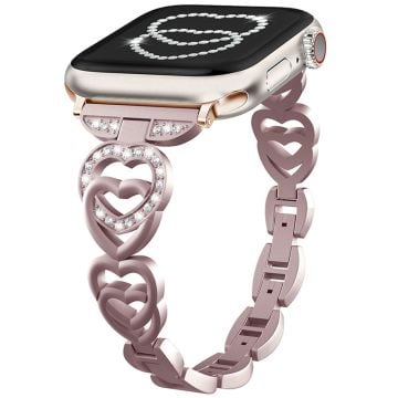 Apple Watch Series 41mm - 40mm - 38mm zinklegeringsband Love Heart Design klockarmband - Rosa Ros