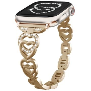 Apple Watch Series 41mm - 40mm - 38mm zinklegeringsband Love Heart Design klockarmband - Vintage Guld