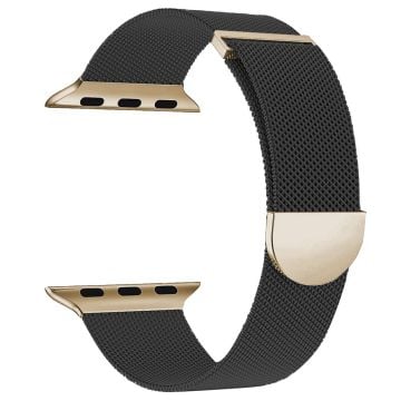 KALEBOL Apple Watch Series 41mm - 40mm - 38mm Milanese metallklockarmband - Svart / Guld