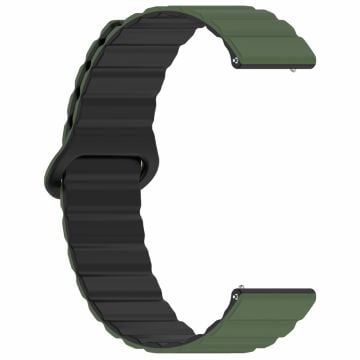 Garmin Vivoactive 5 Magnetiskt silikonarmband 20 mm justerbart ersättningsarmband - Militärgrön + Svart