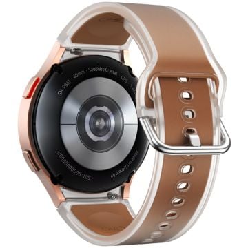 Samsung Galaxy Watch 20mm Transparent Design Klockarmband Justerbart Silikonarmband - Transparent Mörkbrun