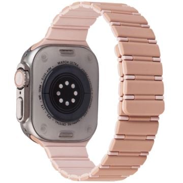 Apple Watch Series 41mm - 40mm - 38mm magnetiskt silikonarmband i två färger - Rosa + Rosa Ros