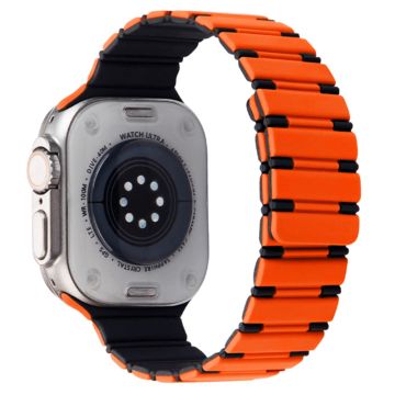 Apple Watch Series 41mm - 40mm - 38mm magnetiskt silikonarmband i två färger - Orange + Svart