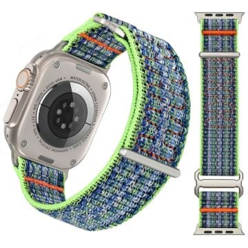 Apple Watch Series 41mm - 40mm - 38mm Magic Tape Armband Justerbart klockarmband i nylon - Grön + Blå