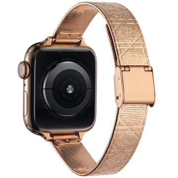 Apple Watch Series 41mm - 40mm - 38mm Rhombus Pattern Strap Stainless Steel Watch Band - Rose Gold