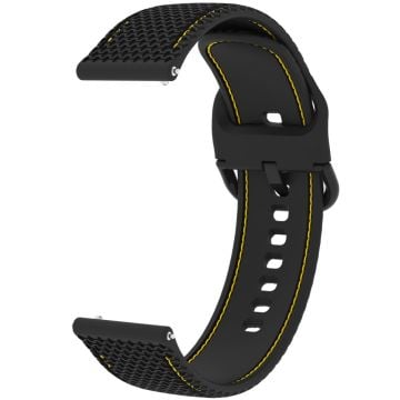 Samsung Galaxy Watch3 45mm / Garmin Forerunner 265 / Venu 3 Stitching Line Silikon Klockarmband 22mm Handledsrem - Svart + Svart