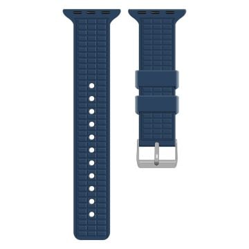 Apple Watch Series 41mm - 40mm - 38mm Armband Rutmönster Silikon Klockarmband - Ocen Blå