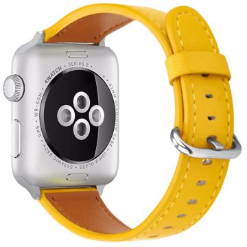 Apple Watch Series 41mm - 40mm - 38mm Genuine Cow Leather Strap - Yellow