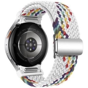 Samsung Galaxy Watch 20mm flätat klockarmband magnetiskt armband - Vit Regnbåge