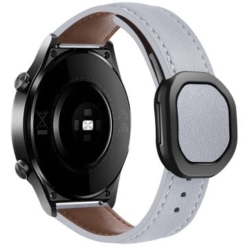 KALEBOL Huawei Watch GT 3 42mm / GT 3 Pro 43mm Klockarmband 20mm Nautilus Magnetic Buckle Armband i äkta koskinn - Ljusgrå