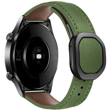 KALEBOL Huawei Watch GT 3 42mm / GT 3 Pro 43mm Klockarmband 20mm Nautilus Magnetic Buckle Armband i äkta koskinn - Militärgrön