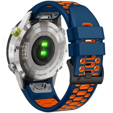 KALEBOL Garmin Fenix Series 5X - 6X - 7X Klockarmband Quickfit 26 mm dubbelfärgat silikonarmband - Safir + Orange