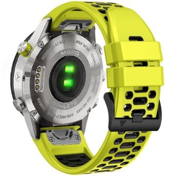 KALEBOL Garmin Fenix Series 5X - 6X - 7X Klockarmband Quickfit 26 mm dubbelfärgat silikonarmband - Lime + Svart