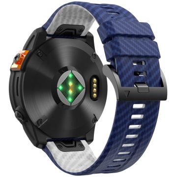 KALEBOL Garmin Fenix Series 5X - 6X - 7X - 26mm Silicone Watch Band Carbon Fiber Texture Strap - Sapphire+White