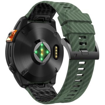 KALEBOL Garmin Fenix Series 5X - 6X - 7X - 26mm Silikon Klockarmband Kolfiber Textur Rem - Militärgrön + Svart