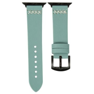 KALEBOL Apple Watch Series 41mm - 40mm - 38mm Cross-Stitch Leather Watch Strap - Green