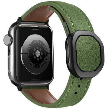 KALEBOL Apple Watch Series 41mm - 40mm - 38mm armband i äkta koskinn - Militärgrön