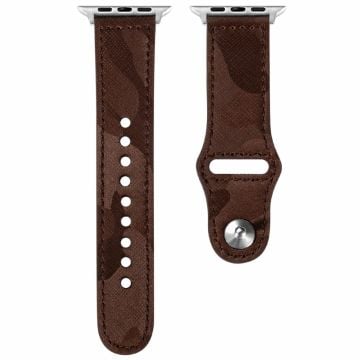 KALEBOL Apple Watch Series 41mm - 40mm - 38mm Genuine Cow Leather Strap Camouflage - Red Brown