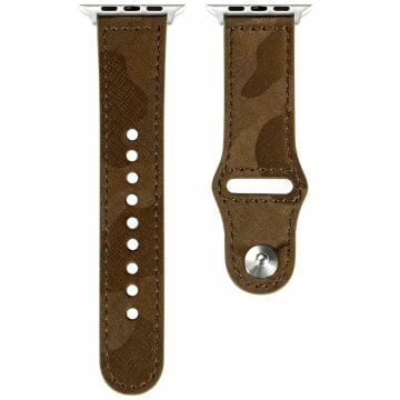 KALEBOL Apple Watch Series 41mm - 40mm - 38mm Genuine Cow Leather Strap Camouflage - Yellow Brown