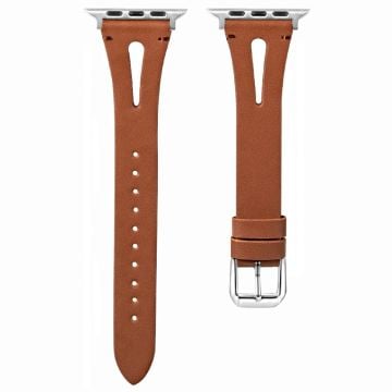 KALEBOL Apple Watch Series 41mm - 40mm - 38mm Water-Drop Genuine Cow Leather Strap - Brown