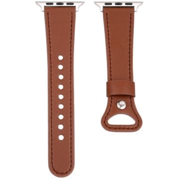 KALEBOL Apple Watch Series 41mm - 40mm - 38mm Genuine Cow Leather Watch Band - Brown