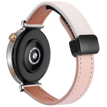 Samsung Galaxy Watch 22mm Magnetic Buckle Slim Microfiber Leather Watch Strap - Beige+Pink