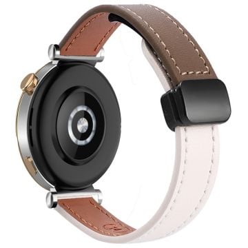 Samsung Galaxy Watch 20 mm klockarmband i mikrofiberläder med magnetiskt spänne - Aprikos + Karamell