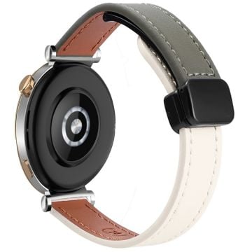 Samsung Galaxy Watch 20 mm klockarmband i mikrofiberläder med magnetiskt spänne - Aprikos + Avokado