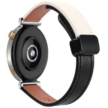 Samsung Galaxy Watch 20mm Magnetic Buckle Slim Microfiber Leather Watch Strap - Apricot+Black