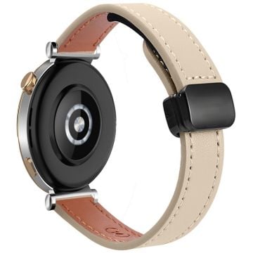 Samsung Galaxy Watch 20 mm klockarmband i mikrofiberläder med magnetiskt spänne - Grädde Aprikos