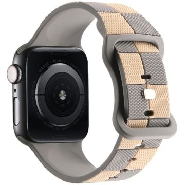 Apple Watch Series 41mm - 40mm - 38mm Checkerboard Silicone Band - Grey+Brown