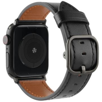 Genuine Cow Leather Strap for Apple Watch Series 41mm - 40mm - 38mm Band - Black