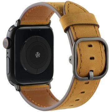 Genuine Cow Leather Strap for Apple Watch Series 41mm - 40mm - 38mm Band - Matte Light Brown