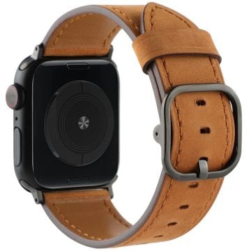 Genuine Cow Leather Strap for Apple Watch Series 41mm - 40mm - 38mm Band - Matte Dark Brown