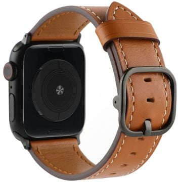 Genuine Cow Leather Strap for Apple Watch Series 41mm - 40mm - 38mm Band - Brown