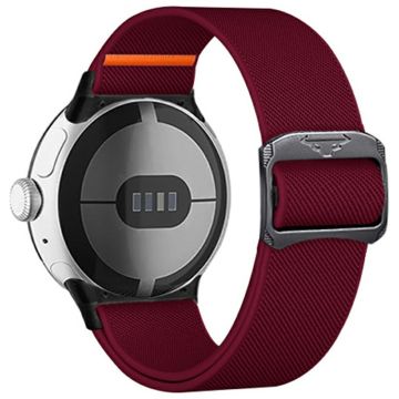 Nylon Strap for Google Pixel Watch 3 41mm / Watch 2 / Pixel Watch Elastic Replacement Watch Band - Wine Red