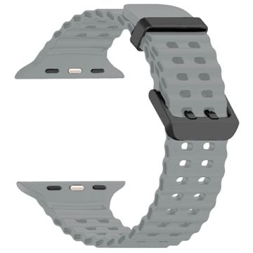 Silicone Strap for Apple Watch Series 49mm - 45mm - 44mm - 42mm Ocean Band - Light Grey