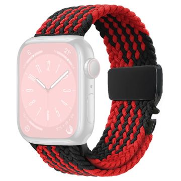 Armband Apple Watch Series 41mm - 40mm - 38mm Vävt klockarmband - Z-Formad Svart + Röd