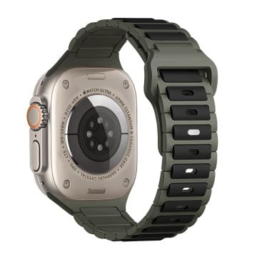 Silikonarmband i två färger Apple Watch Series 41mm - 40mm - 38mm - Svart + Grön