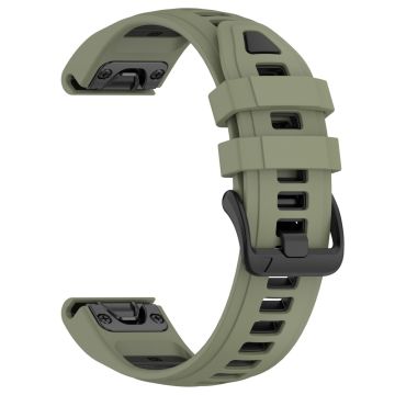 20 mm armband Garmin Fenix 8 43 mm / Descent MK3 / MK3i / epix Pro (Gen 2) 42 mm universellt silikonarmband - Militärgrön + Svart